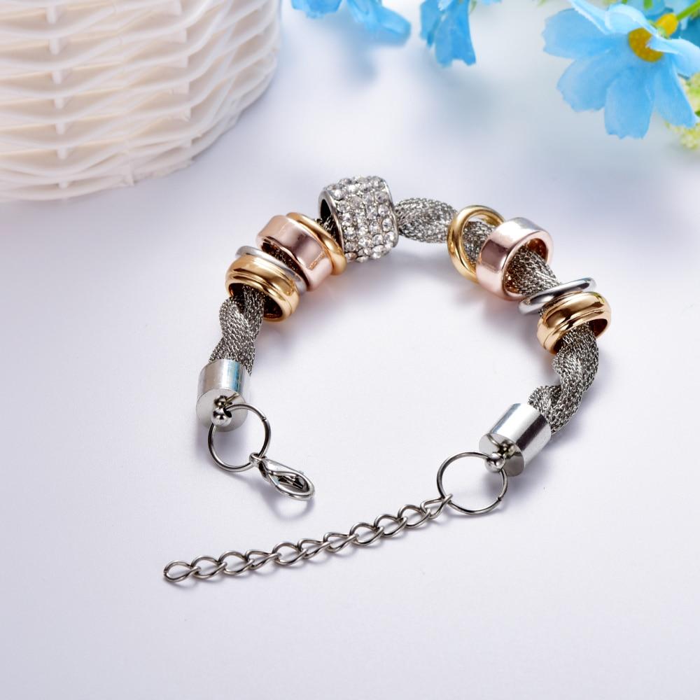 Verflochtenes Damenarmband mit Strass und Ringen Design-Luzern Mode
