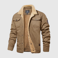 Herren Bomberjack | Gefüttert | Kragen | Reißverschluss | Einfarbig | Warm-Khaki-S-Luzern Mode