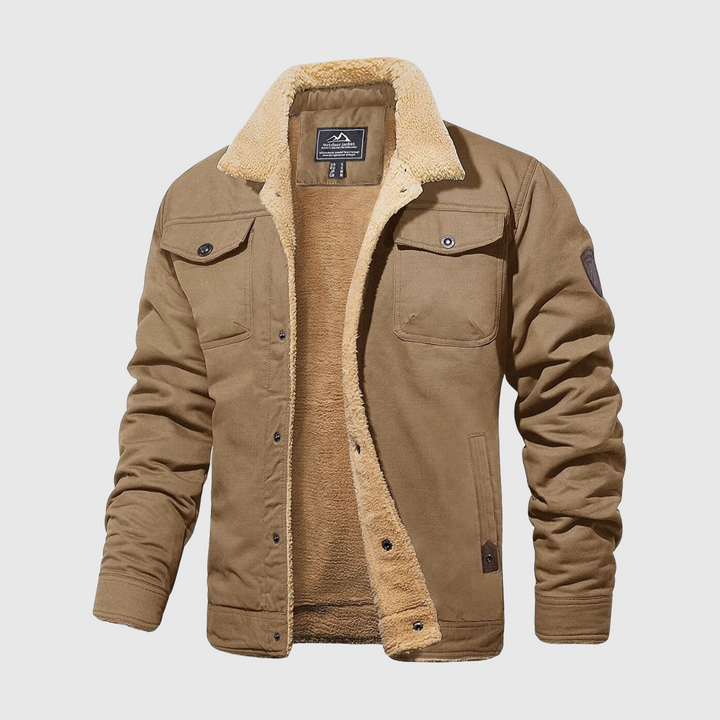 Herren Bomberjack | Gefüttert | Kragen | Reißverschluss | Einfarbig | Warm-Khaki-S-Luzern Mode