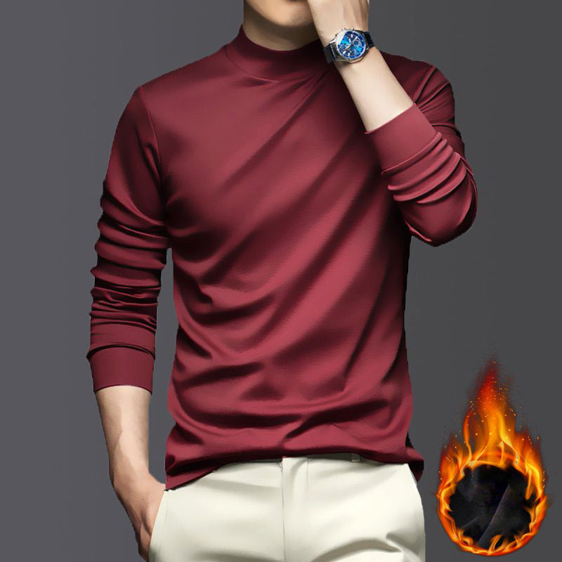 Herren Rollkragenpullover Slim Fit für Büro und Freizeit-Rot-M-Luzern Mode