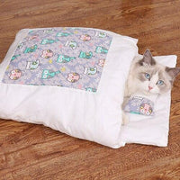 Katzenschlafsack | Komfortabel Warm Langlebig Sicher Waschbar Beruhigend-Lila Eule-S-Luzern Mode