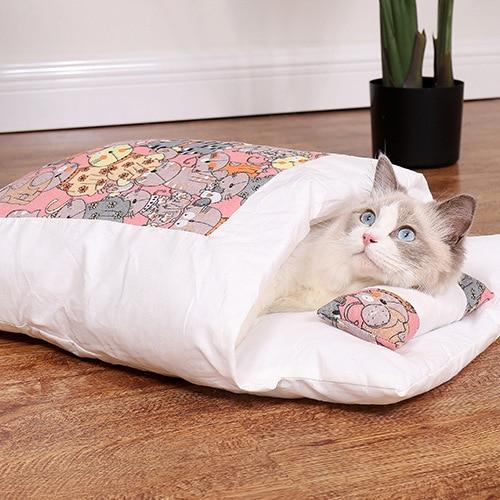 Katzenschlafsack | Komfortabel Warm Langlebig Sicher Waschbar Beruhigend-Rosa Katze-S-Luzern Mode