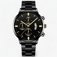 Luxe Schwarze Quarz-Armbanduhr für Herren - Caspian