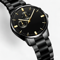 Luxe Schwarze Quarz-Armbanduhr für Herren - Caspian