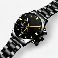 Luxe Schwarze Quarz-Armbanduhr für Herren - Caspian