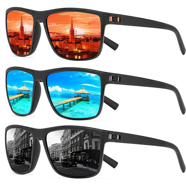Polarisierte Sonnenbrille | 3er-Pack | Sportlich | UV-400 | Leichtgewicht-C1-Luzern Mode