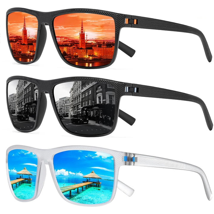 Polarisierte Sonnenbrille | 3er-Pack | Sportlich | UV-400 | Leichtgewicht-C3-Luzern Mode
