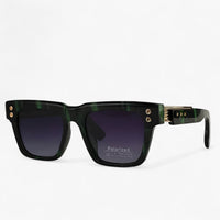 Sonnenbrille | Gepolarisiert | Steampunk | Eckig | Unisex | UV-Schutz-Grün-Luzern Mode