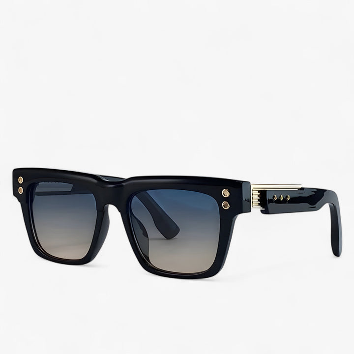 Sonnenbrille | Gepolarisiert | Steampunk | Eckig | Unisex | UV-Schutz-Schwarz Dunkelblau-Luzern Mode