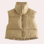 Damen Steppweste mit Reißverschluss - Wintermode 2023-Khaki-XS-Luzern Mode