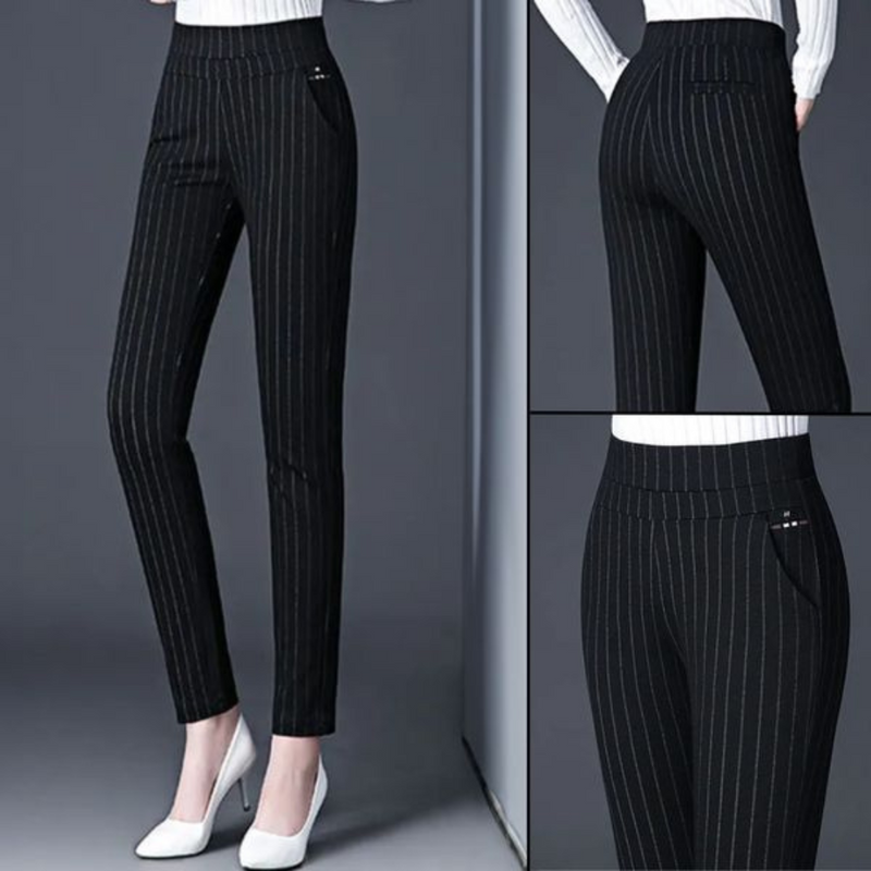 Damen Stretchhose mit Streifenmuster - Bequeme Passform-Luzern Mode