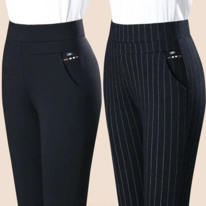 Damen Stretchhose mit Streifenmuster - Bequeme Passform-Luzern Mode
