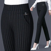 Damen Stretchhose mit Streifenmuster - Bequeme Passform-Luzern Mode