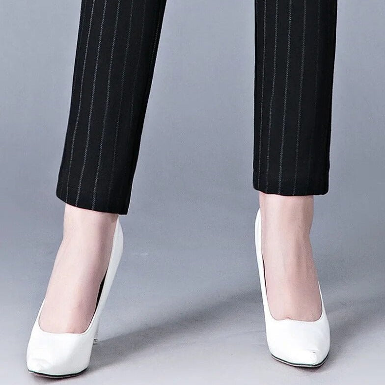 Damen Stretchhose mit Streifenmuster - Bequeme Passform-Luzern Mode