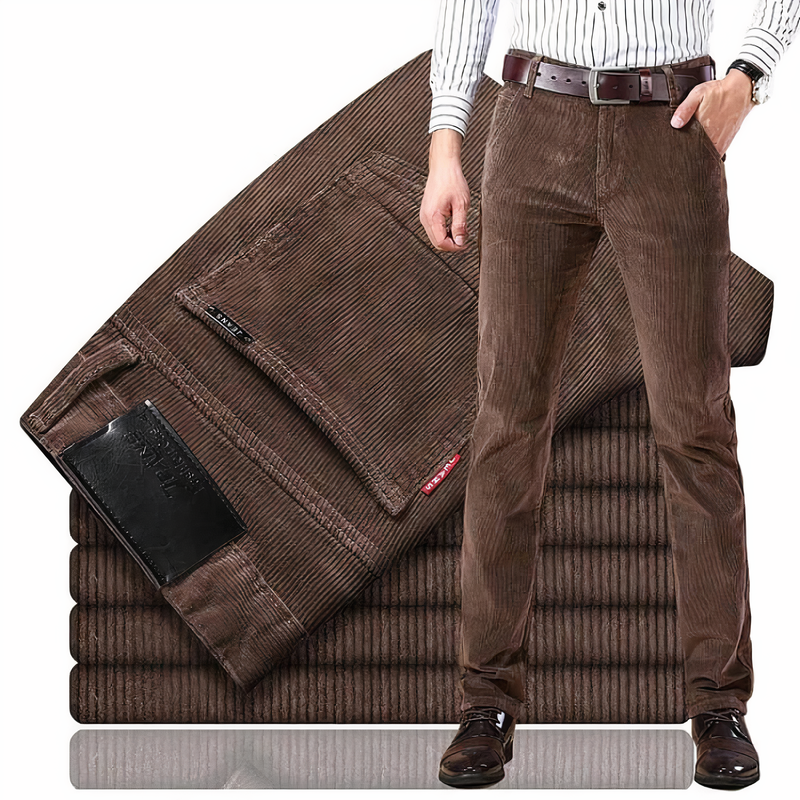 Herren Cordhose Slim Fit - Bequeme Freizeithose kaufen-Braun-28-Luzern Mode