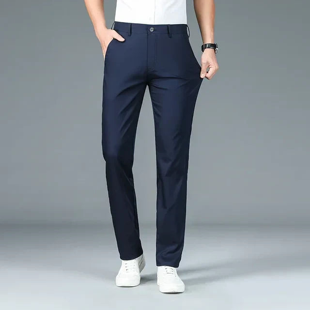 Herren Bambusfaser Anzughose - Bequeme Businesshose-Dunkelblau-29-Luzern Mode