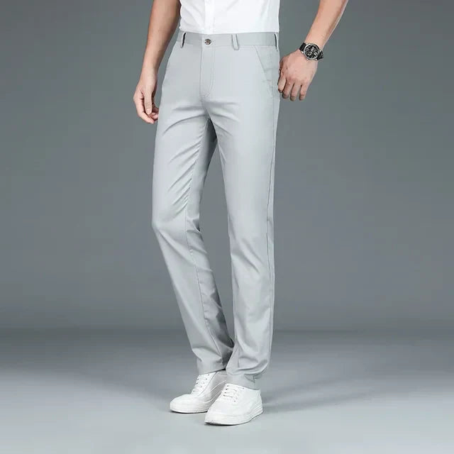 Herren Bambusfaser Anzughose - Bequeme Businesshose-Grau-29-Luzern Mode