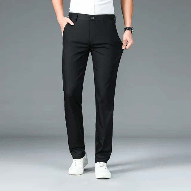 Herren Bambusfaser Anzughose - Bequeme Businesshose-Schwarz-29-Luzern Mode