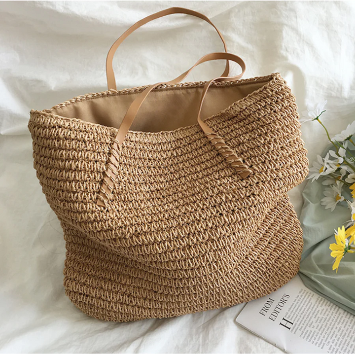 Gewebte Strandtasche aus Stroh - Handgemachte Sommertasche-Braun-Luzern Mode