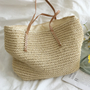 Gewebte Strandtasche aus Stroh - Handgemachte Sommertasche-Weiß-Luzern Mode