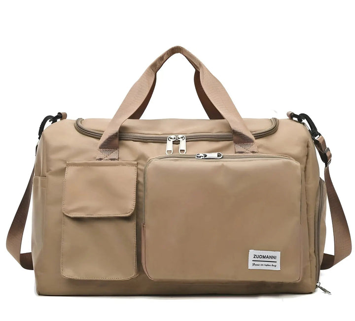 Wasserdichte Reisetasche mit Schuhfach und Schultergurt-Khaki-Luzern Mode