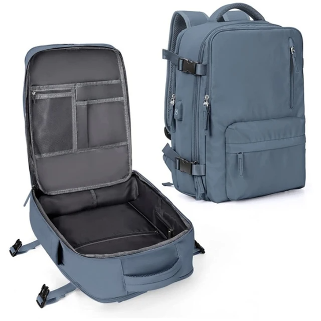 Reiserucksack mit Laptopfach und USB-Anschluss, 40L-Dunkelblau-Luzern Mode