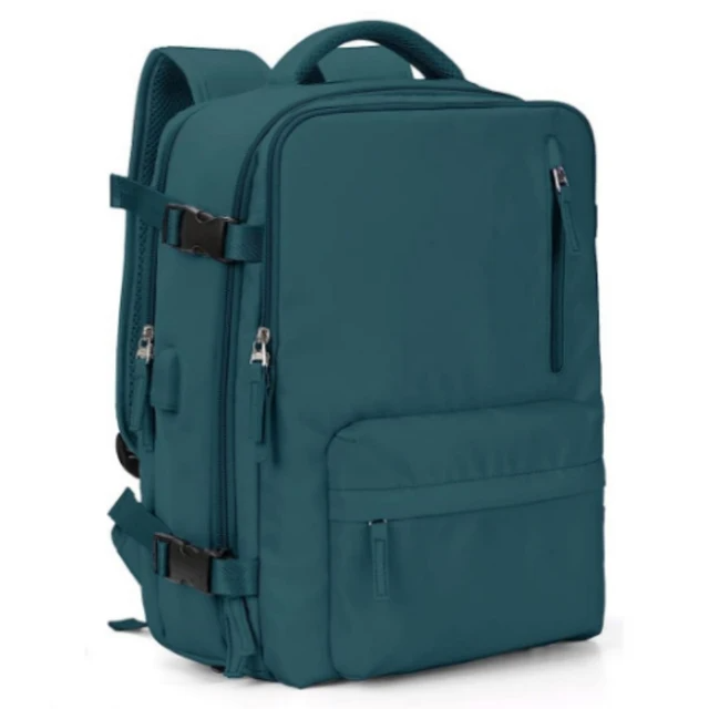 Reiserucksack mit Laptopfach und USB-Anschluss, 40L-Dunkelgrün-Luzern Mode