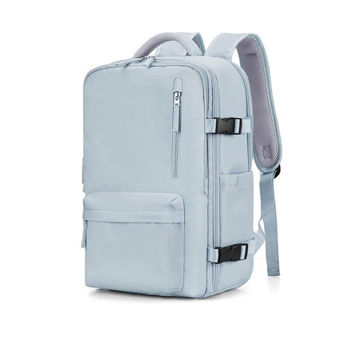 Reiserucksack mit Laptopfach und USB-Anschluss, 40L-Hellblau-Luzern Mode