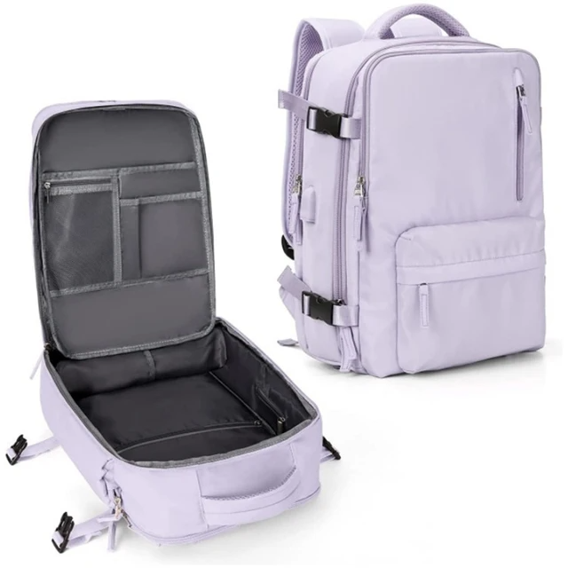 Reiserucksack mit Laptopfach und USB-Anschluss, 40L-Lila-Luzern Mode