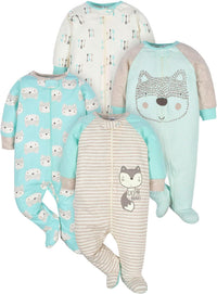 Baby Schlafanzug Set - 4er Pack, Unisex, Baumwolle, 0-12M-A-0-3 Monate-Luzern Mode