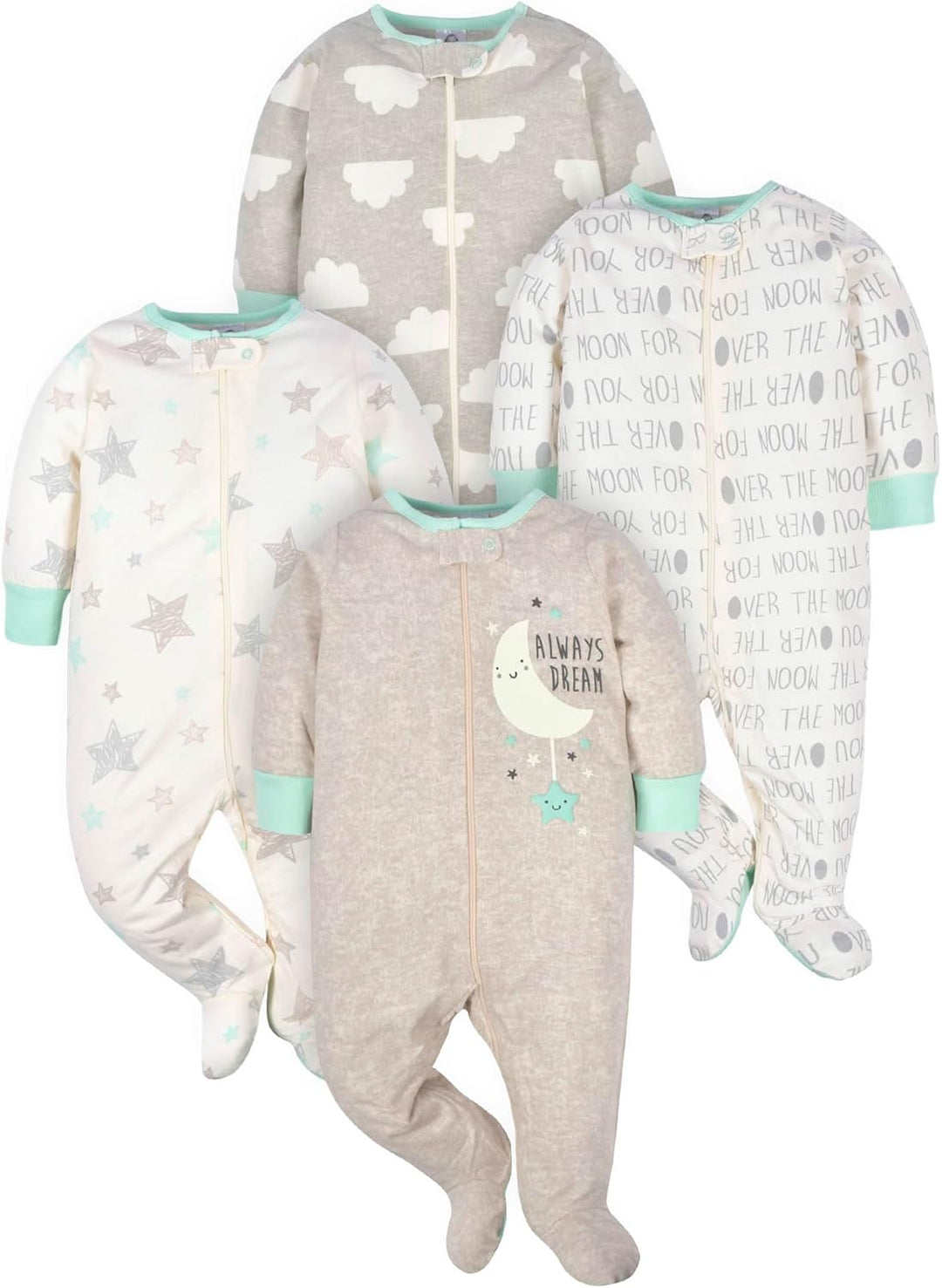 Baby Schlafanzug Set - 4er Pack, Unisex, Baumwolle, 0-12M-B-0-3 Monate-Luzern Mode