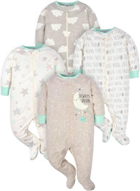 Baby Schlafanzug Set - 4er Pack, Unisex, Baumwolle, 0-12M-B-0-3 Monate-Luzern Mode