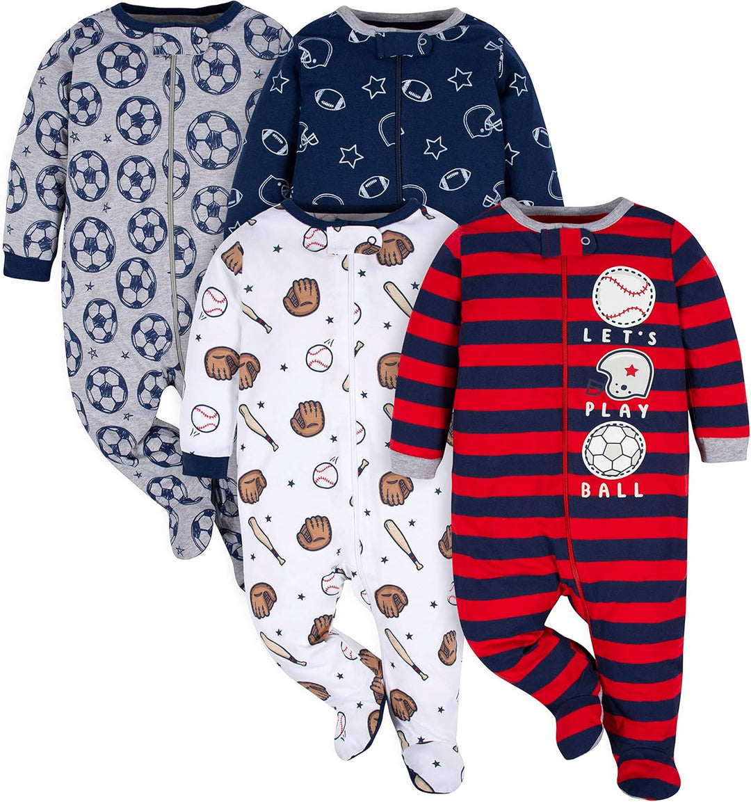 Baby Schlafanzug Set - 4er Pack, Unisex, Baumwolle, 0-12M-C-0-3 Monate-Luzern Mode