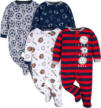 Baby Schlafanzug Set - 4er Pack, Unisex, Baumwolle, 0-12M-C-0-3 Monate-Luzern Mode