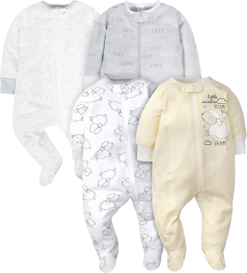 Baby Schlafanzug Set - 4er Pack, Unisex, Baumwolle, 0-12M-D-0-3 Monate-Luzern Mode