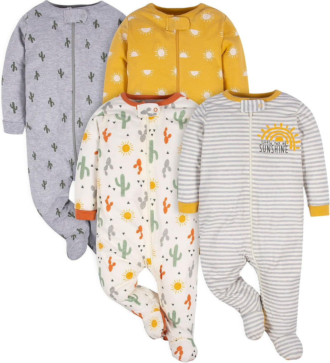 Baby Schlafanzug Set - 4er Pack, Unisex, Baumwolle, 0-12M-E-0-3 Monate-Luzern Mode
