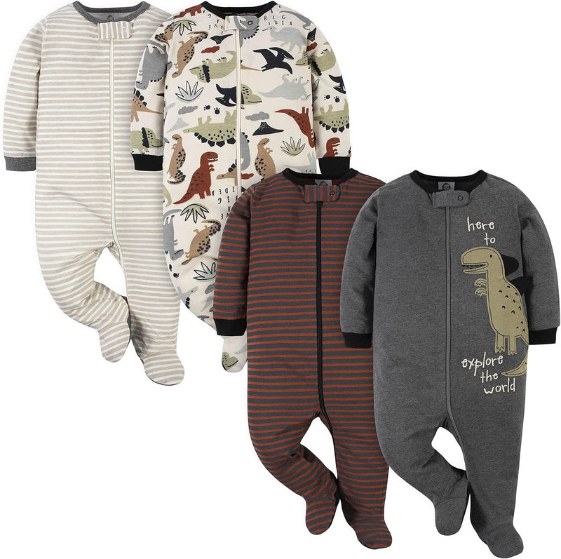 Baby Schlafanzug Set - 4er Pack, Unisex, Baumwolle, 0-12M-F-0-3 Monate-Luzern Mode