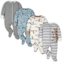 Baby Schlafanzug Set - 4er Pack, Unisex, Baumwolle, 0-12M-G-0-3 Monate-Luzern Mode