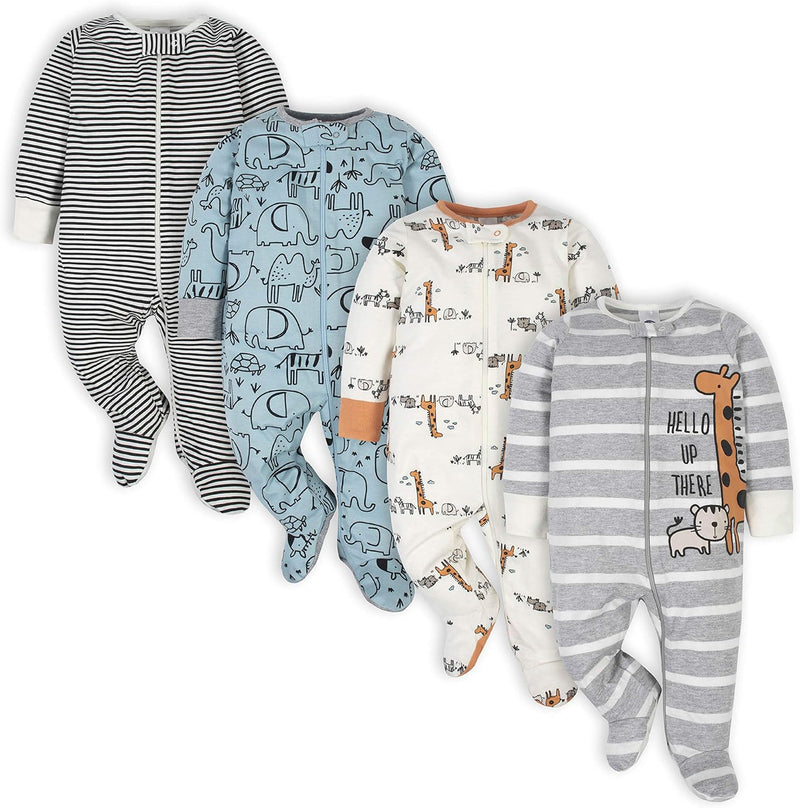 Baby Schlafanzug Set - 4er Pack, Unisex, Baumwolle, 0-12M-G-0-3 Monate-Luzern Mode