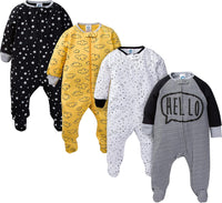 Baby Schlafanzug Set - 4er Pack, Unisex, Baumwolle, 0-12M-H-0-3 Monate-Luzern Mode