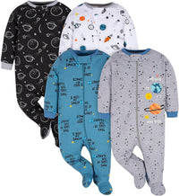 Baby Schlafanzug Set - 4er Pack, Unisex, Baumwolle, 0-12M-I-0-3 Monate-Luzern Mode