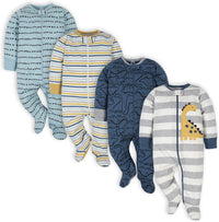 Baby Schlafanzug Set - 4er Pack, Unisex, Baumwolle, 0-12M-J-0-3 Monate-Luzern Mode