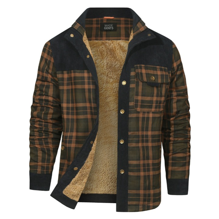 Herren Fleecejacke mit Teddyfutter für kalte Tage-Sandfarbene Camouflage-S-Luzern Mode