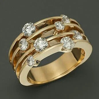 Geschichteter Goldring | Zirkonia Einzigartig Stilvoll Langlebig Verstellbar-6-Luzern Mode