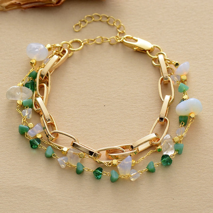 Geschichtetes Armband | Türkis | Opal | Gold | Stilvoll | Langlebig | Vielseitig-Opal-Luzern Mode