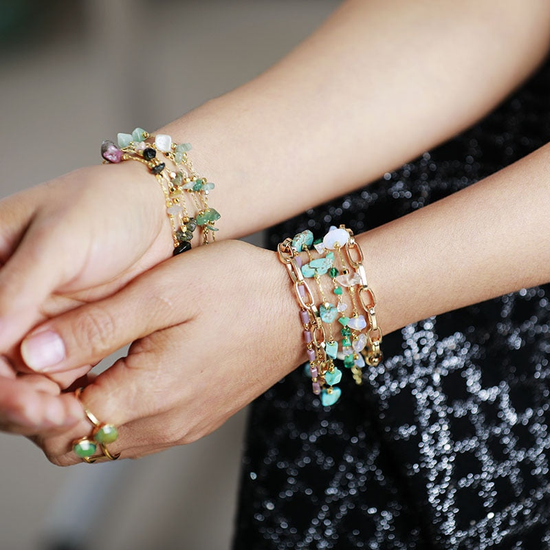 Geschichtetes Armband | Türkis | Opal | Gold | Stilvoll | Langlebig | Vielseitig-Luzern Mode