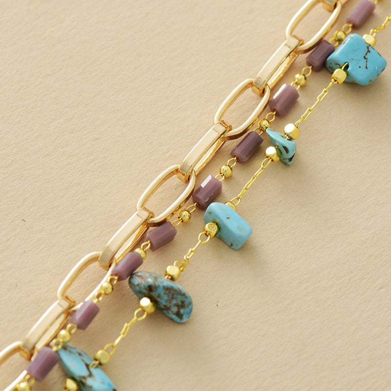 Geschichtetes Armband | Türkis | Opal | Gold | Stilvoll | Langlebig | Vielseitig-Luzern Mode