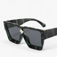 Sonnenbrille | Punk | Gespiegelt | Eckig | Unisex | UV400 Schutz-Grün Grau-Luzern Mode