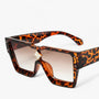 Sonnenbrille | Punk | Gespiegelt | Eckig | Unisex | UV400 Schutz-Leopard Braun-Luzern Mode