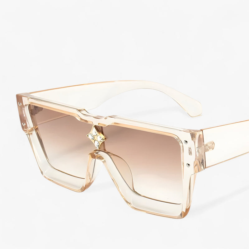 Sonnenbrille | Punk | Gespiegelt | Eckig | Unisex | UV400 Schutz-Rosa Braun-Luzern Mode